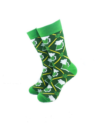 cooldesocks clover beer green crew socks front view image