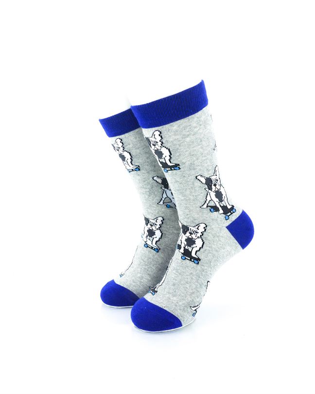 cooldesocks french bulldog skating crew socks front view image