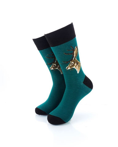 cooldesocks jackalope green crew socks front view image