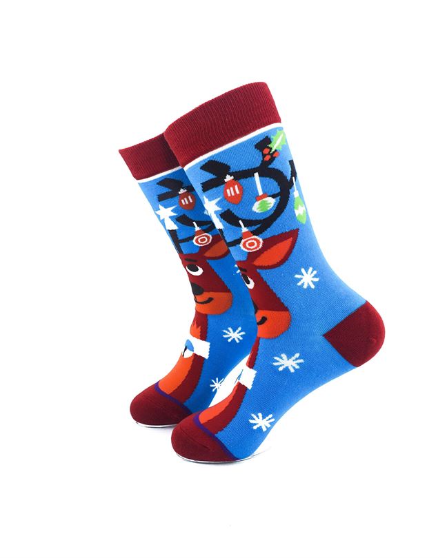 cooldesocks ladies reindeer crew socks left view image