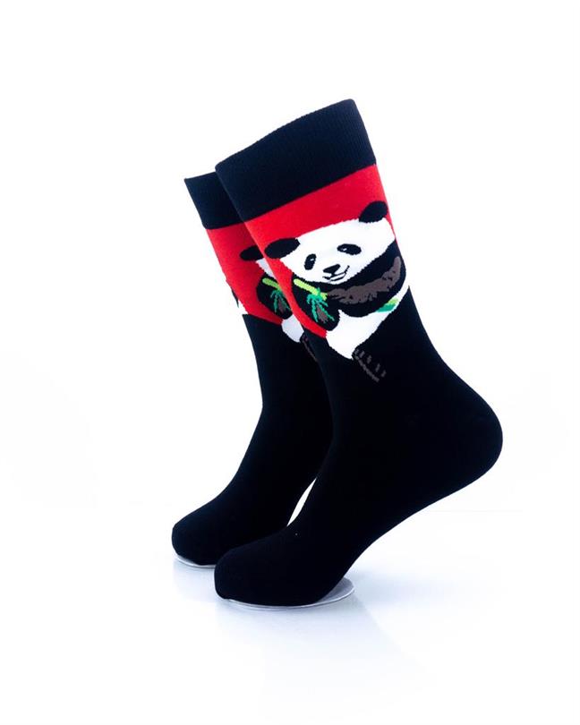 cooldesocks panda eating bamboo crew socks left view image